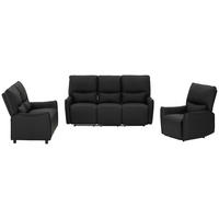 SITZGARNITUR  in Echtleder Schwarz  - Schwarz, KONVENTIONELL, Leder/Kunststoff (191/139/82/99/96cm) - MID.YOU