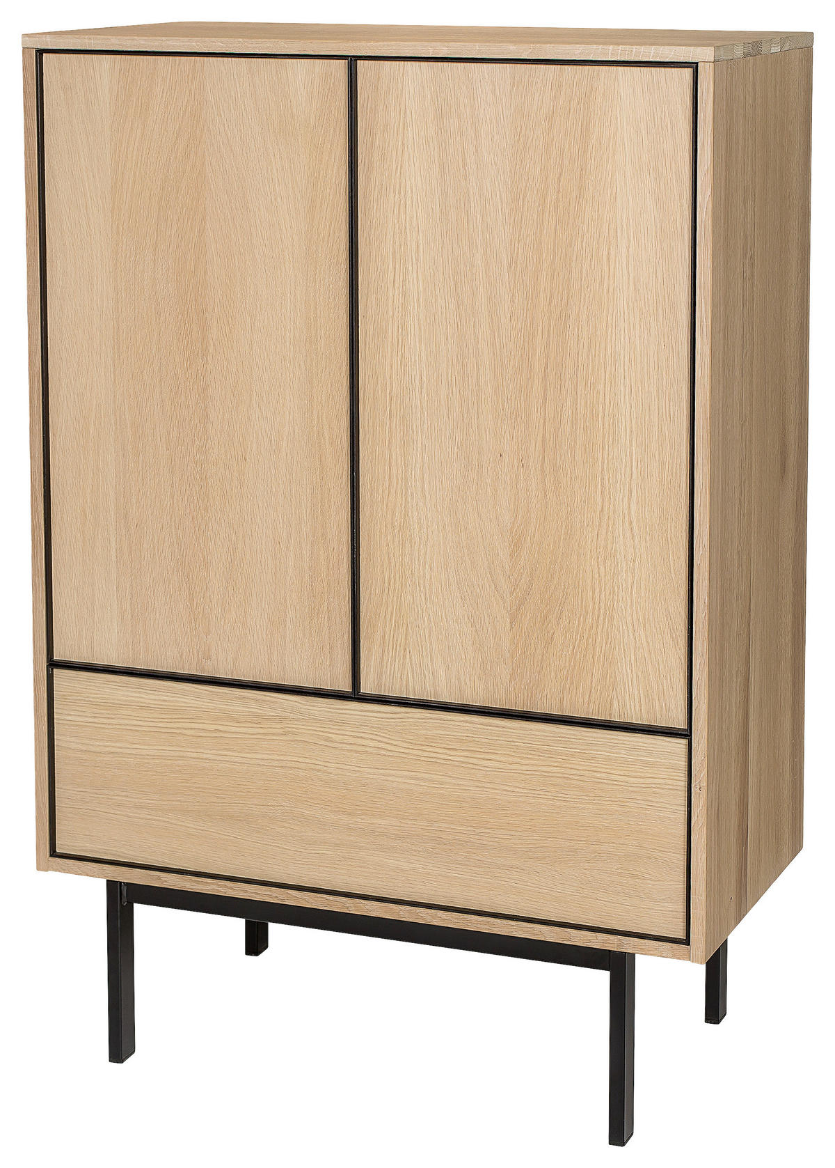 HIGHBOARD  in 90/135/45 cm  - Eichefarben/Schwarz, Design, Holz/Metall (90/135/45cm) - MID.YOU