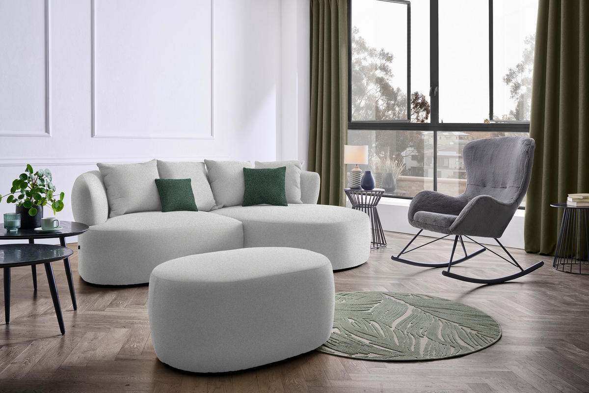 ECKSOFA in Plüsch Grau  235/166 cm  - Dunkelgrün/Schwarz, MODERN, Kunststoff/Textil (235/166cm) - Hom`in