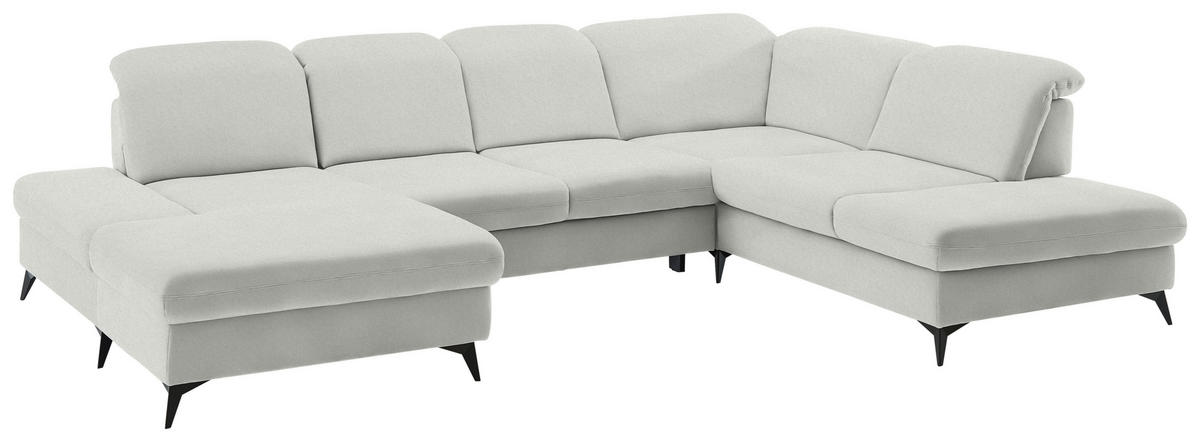 WOHNLANDSCHAFT Chenille Ecru  - Ecru/Schwarz, Design, Textil/Metall (198/364/255cm) - Beldomo Style