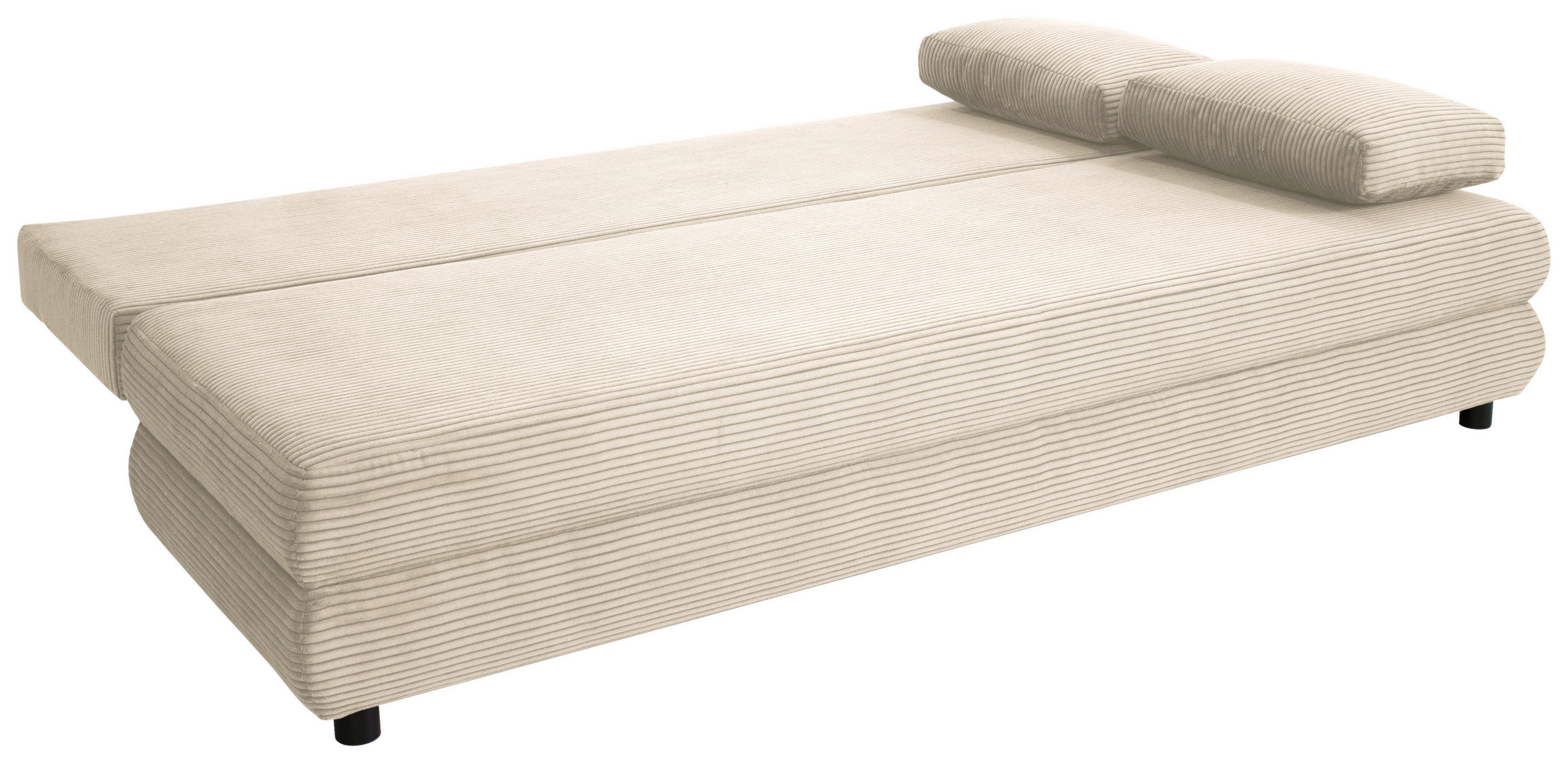 SCHLAFSOFA Cord Creme  - Creme/Schwarz, Design, Kunststoff/Textil (197/77/81cm) - home24