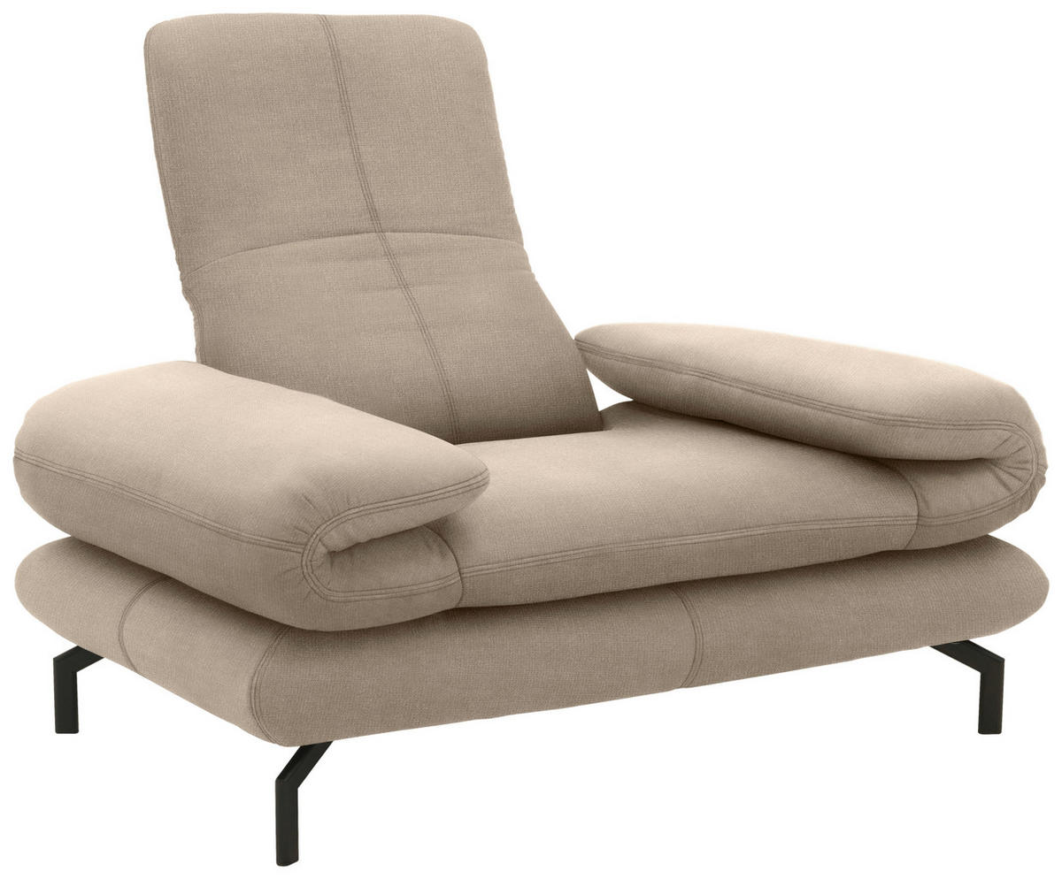 SESSEL mit Funktion Webstoff Beige    - Beige/Schwarz, Design, Textil/Metall (139 (197)/83 (110)/98cm) - LOOKS by W.Joop