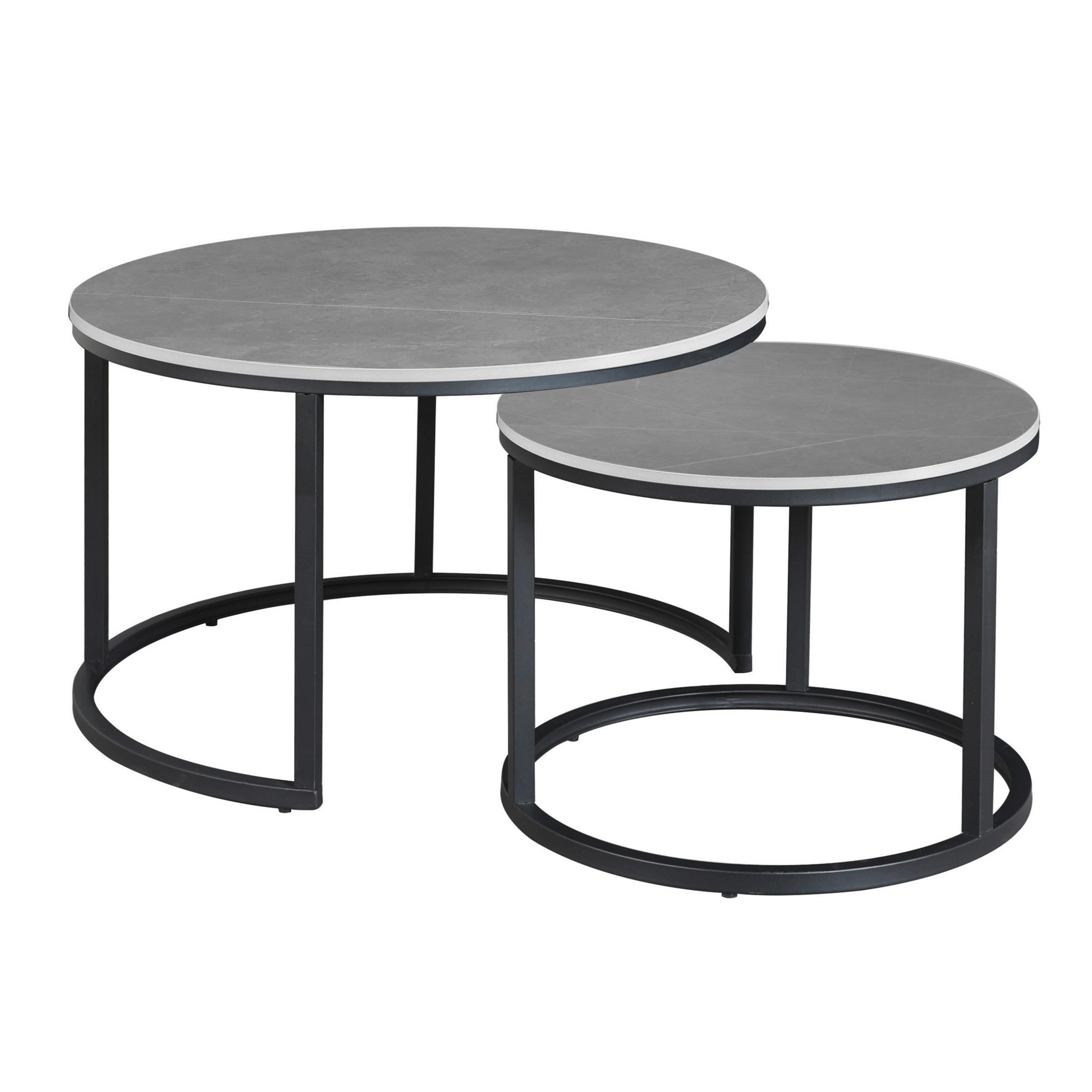 COUCHTISCH rund Grau  - Schwarz/Grau, MODERN, Stein/Metall (68/43/68cm) - MID.YOU