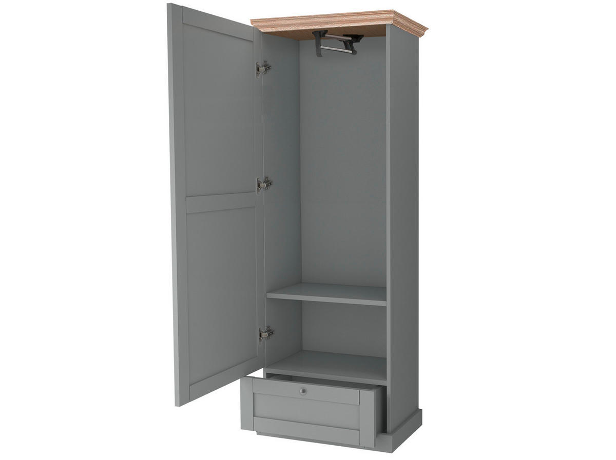 GARDEROBENSCHRANK Binz  in 60/180/35 cm  - Eichefarben/Silberfarben, Design, Holzwerkstoff/Metall (60/180/35cm) - MID.YOU