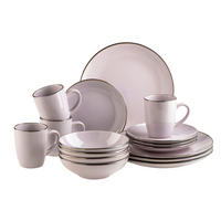 KOMBISERVICE Dunkelrosa Metallic Rim 16-teilig 4 Personen  - Dunkelrosa, Basics, Keramik - Mäser