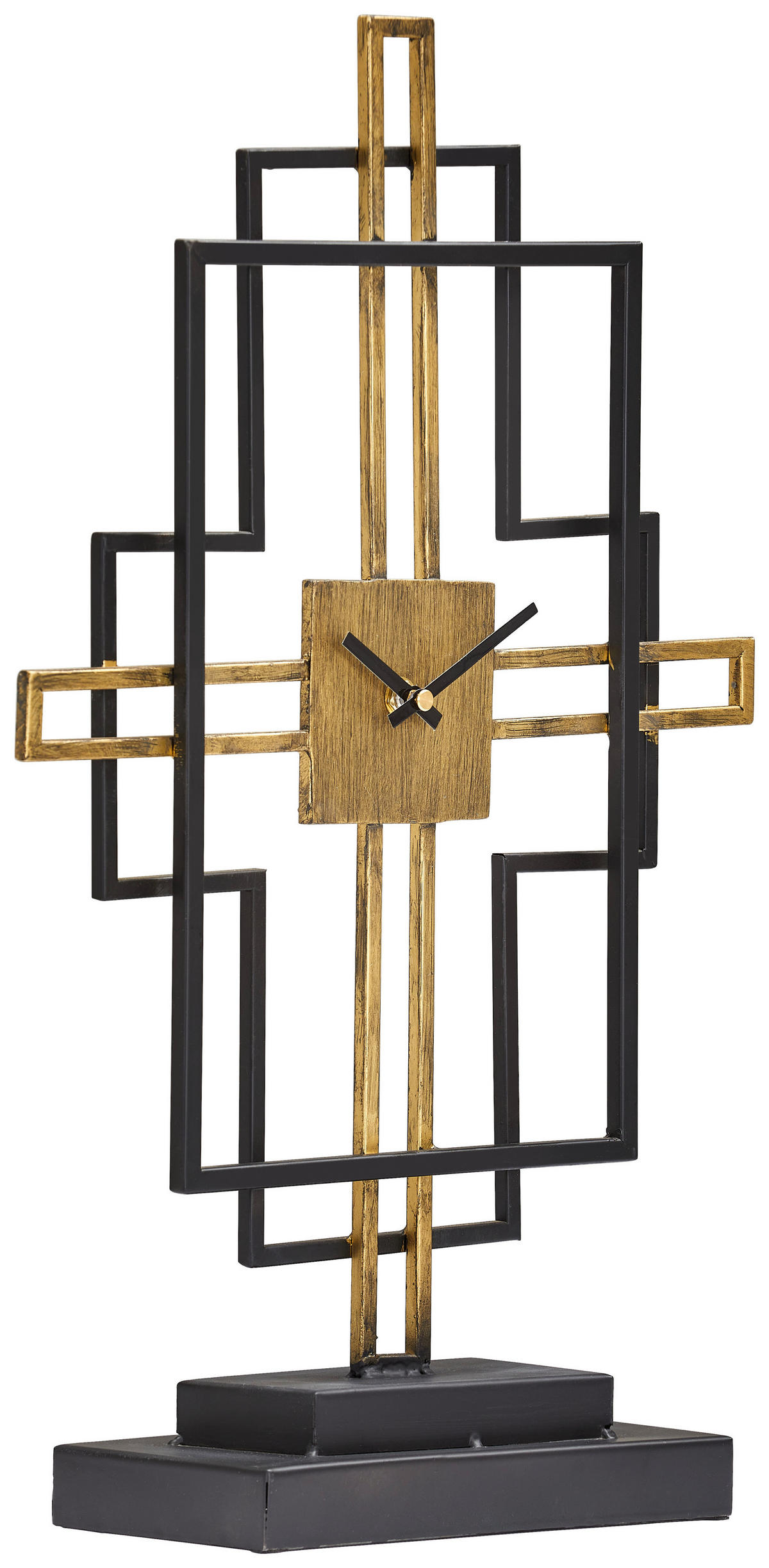 TISCHUHR Schwarz, Goldfarben 32/49,5/11 cm  - Goldfarben/Schwarz, Trend, Metall (32/49,5/11cm) - Ambia Home