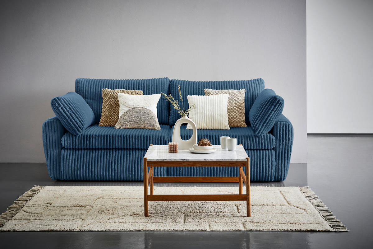 SCHLAFSOFA in Cord, Plüsch Blau  - Blau/Schwarz, Modern, Kunststoff/Textil (240/90/120cm) - Carryhome
