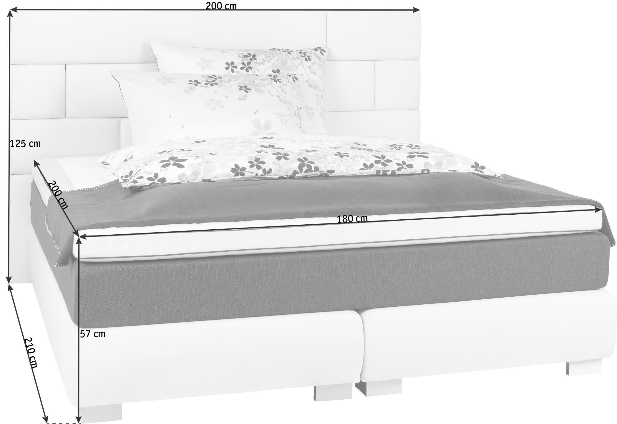 BOXSPRINGBETT 180/200 cm  in Beige  - Edelstahlfarben/Beige, Design, Textil (180/200cm) - Welnova
