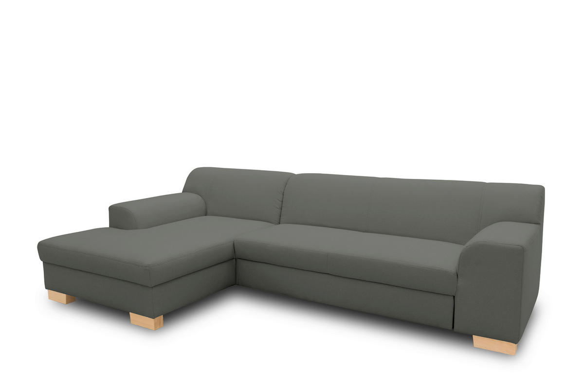 ECKSOFA TINOS Dunkelgrau Webstoff Rücken echt  - Dunkelgrau/Buchefarben, Basics, Holz/Textil (157/273cm) - MID.YOU