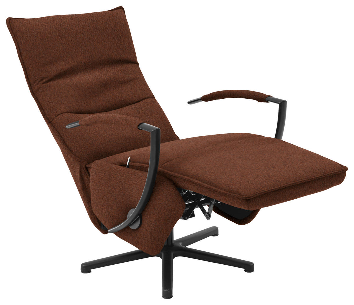RELAXSESSEL Webstoff Relaxfunktion    - Schwarz/Kupferfarben, Design, Textil/Metall (66/110-114/84cm) - Moderano