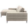 ECKSOFA  in Flachgewebe Beige Rücken echt  177/253 cm  - Beige/Schwarz, Design, Textil/Metall (177/253cm) - Dieter Knoll