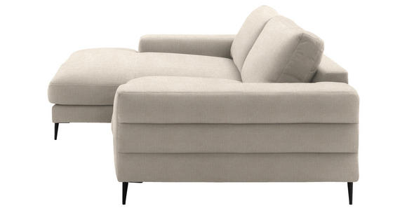 ECKSOFA  in Flachgewebe Beige Rücken echt  177/253 cm  - Beige/Schwarz, Design, Textil/Metall (177/253cm) - Dieter Knoll