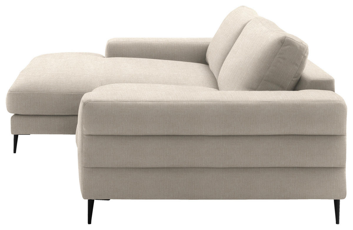 ECKSOFA in Flachgewebe Beige  - Beige/Schwarz, Design, Textil/Metall (177/253cm) - Dieter Knoll