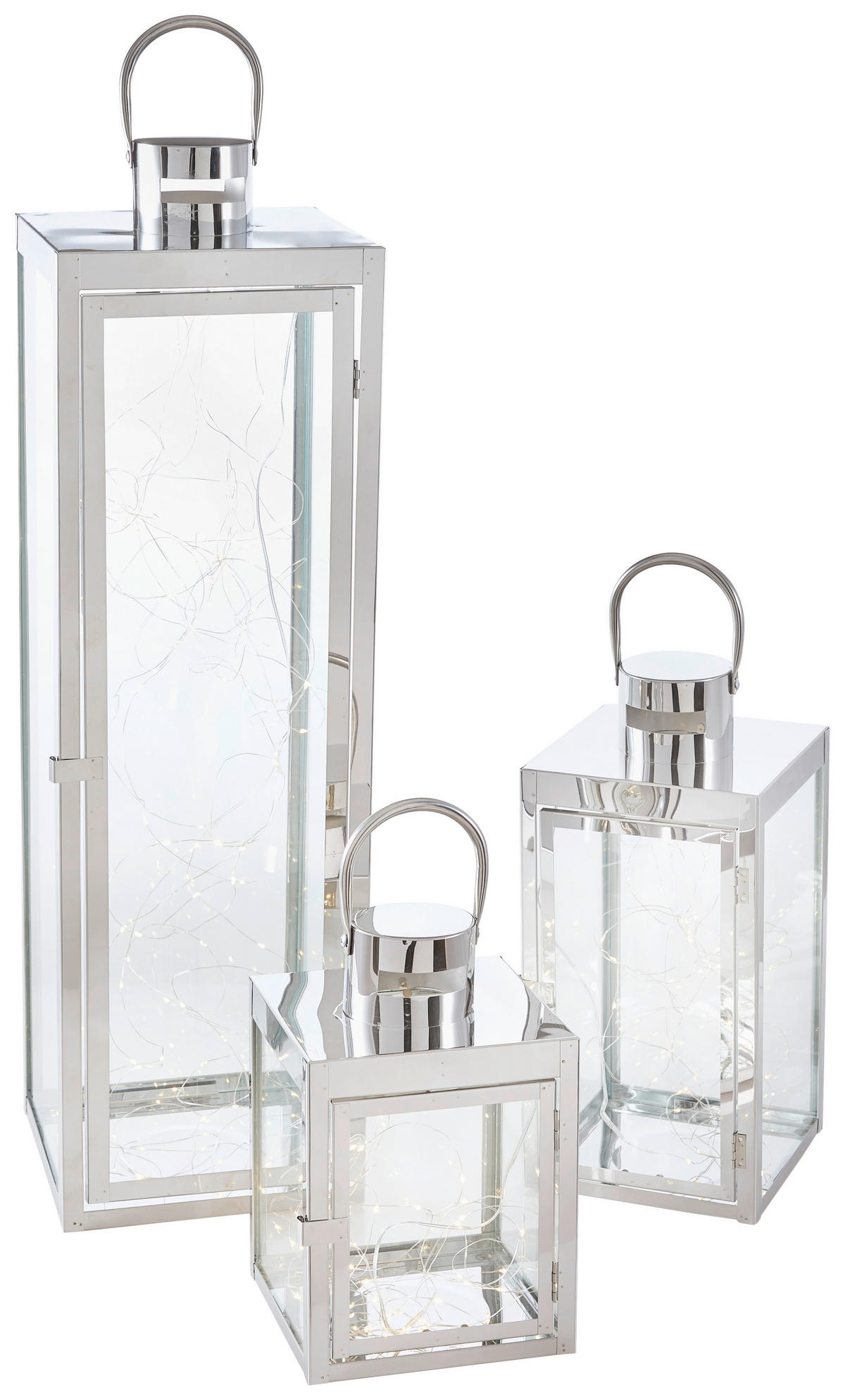 LATERNE - Klar/Edelstahlfarben, Basics, Glas/Metall (17/25/16cm) - Ambia Home