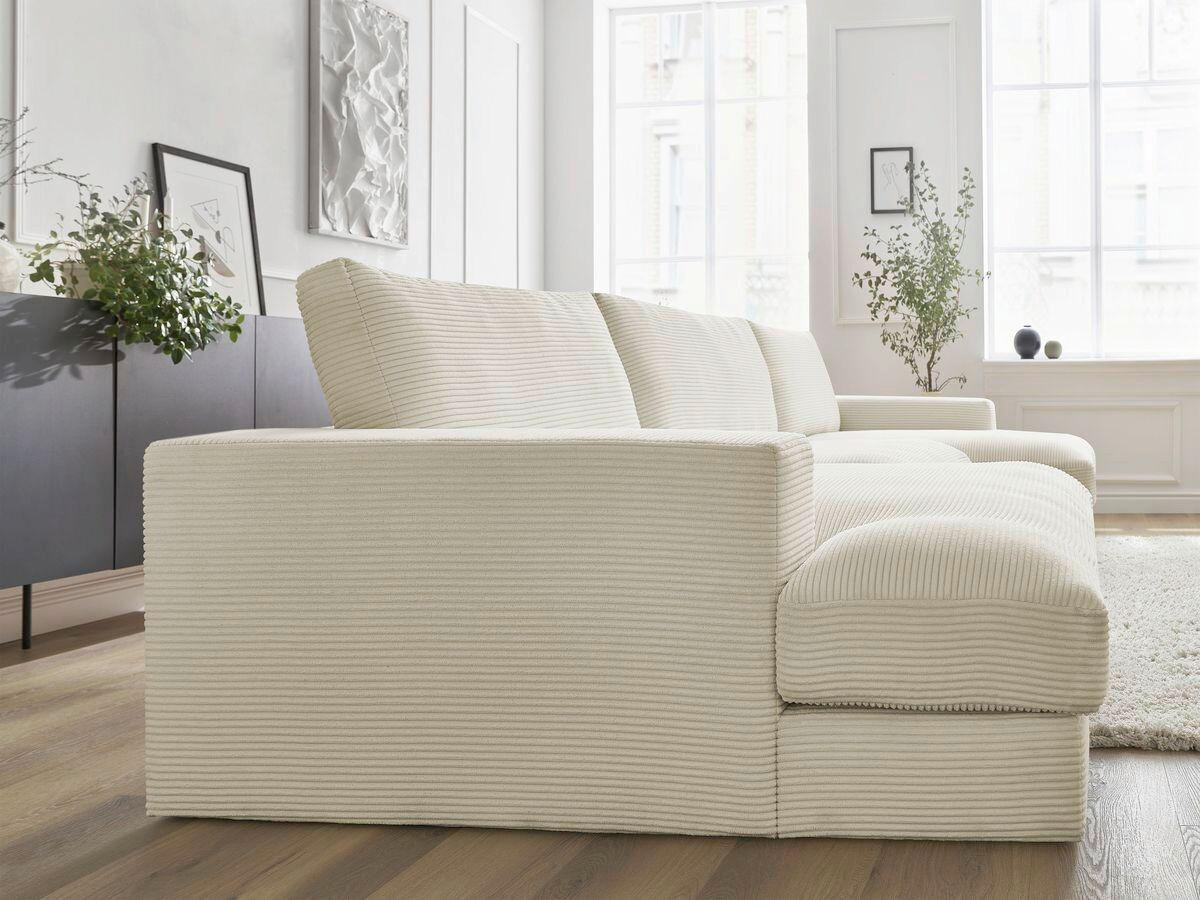 WOHNLANDSCHAFT LEONARD Beige Cord  - Beige/Schwarz, MODERN, Kunststoff/Textil (159/404/159cm)