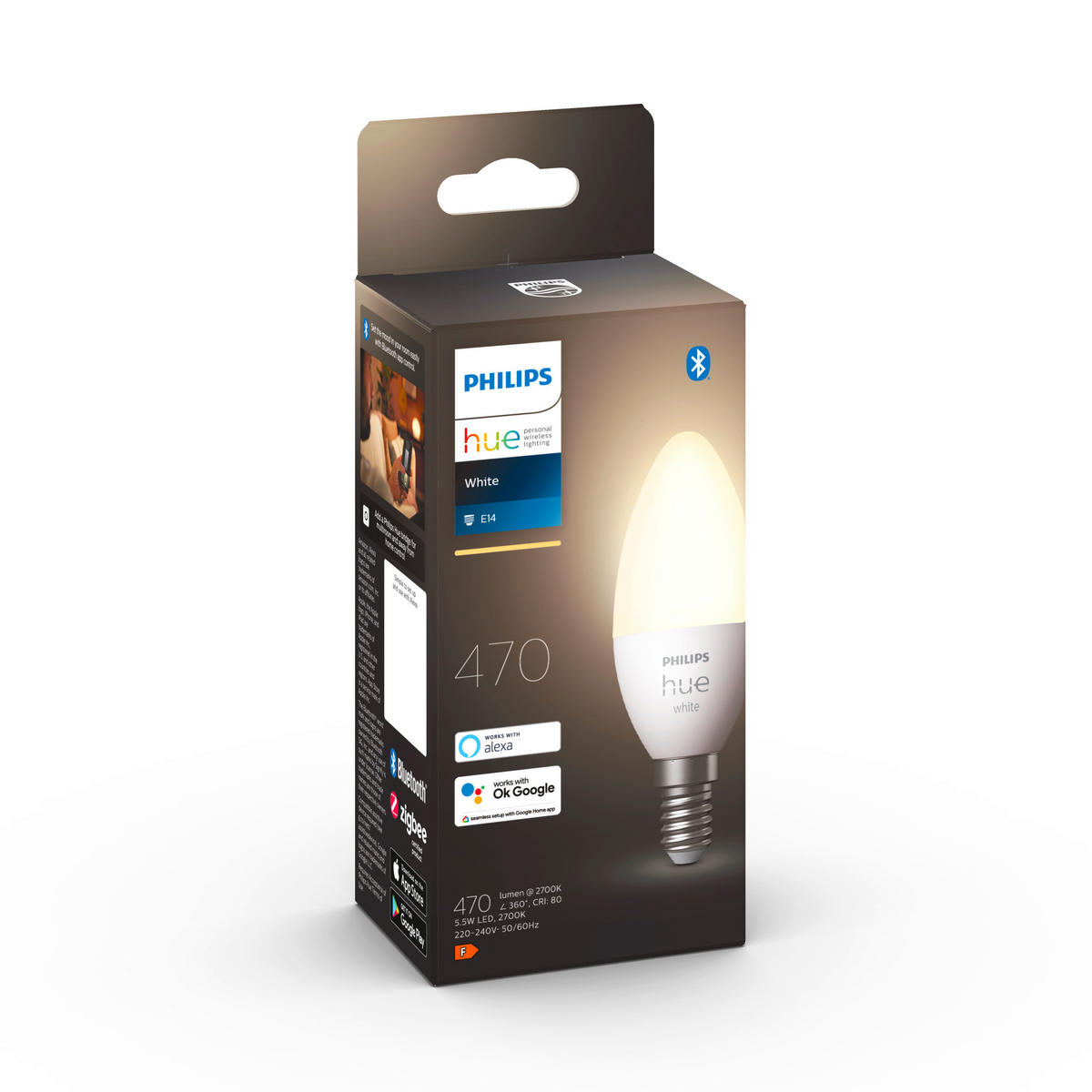 LED-LEUCHTMITTEL   E14 5,5 W 470 lm  - Weiß, Basics, Kunststoff (3,9/10,6cm) - Philips HUE