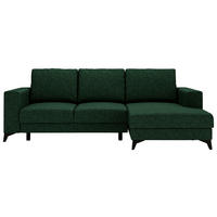 ECKSOFA Grün Flachgewebe  - Schwarz/Grün, Design, Textil/Metall (244/156cm) - Livetastic