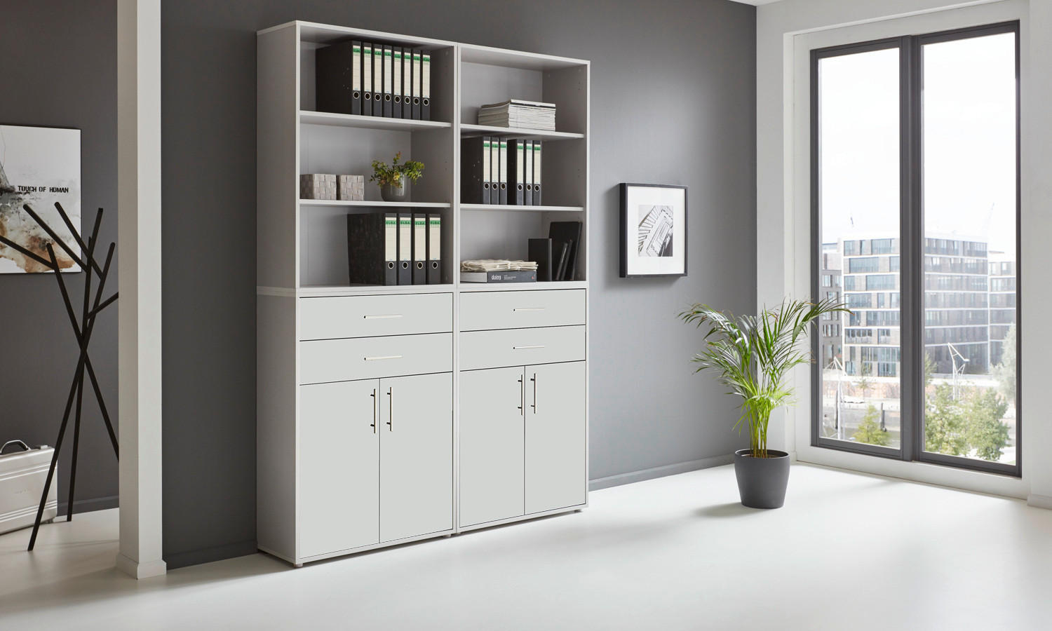 AKTENSCHRANK 168,8/227,2/33 cm  - Weiß/Grau, MODERN, Holzwerkstoff (168,8/227,2/33cm) - MID.YOU