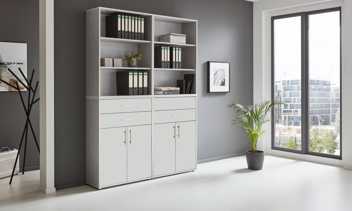 AKTENSCHRANK 168,8/227,2/33 cm  - Weiß/Grau, MODERN, Holzwerkstoff (168,8/227,2/33cm) - MID.YOU