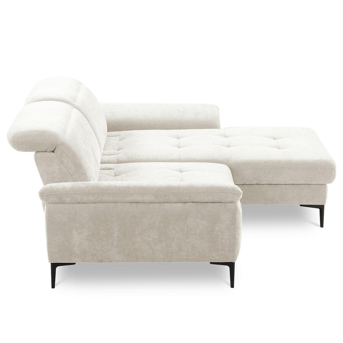 ECKSOFA  Webstoff Creme  - Creme/Schwarz, Design, Textil/Metall (268/195cm) - Livetastic