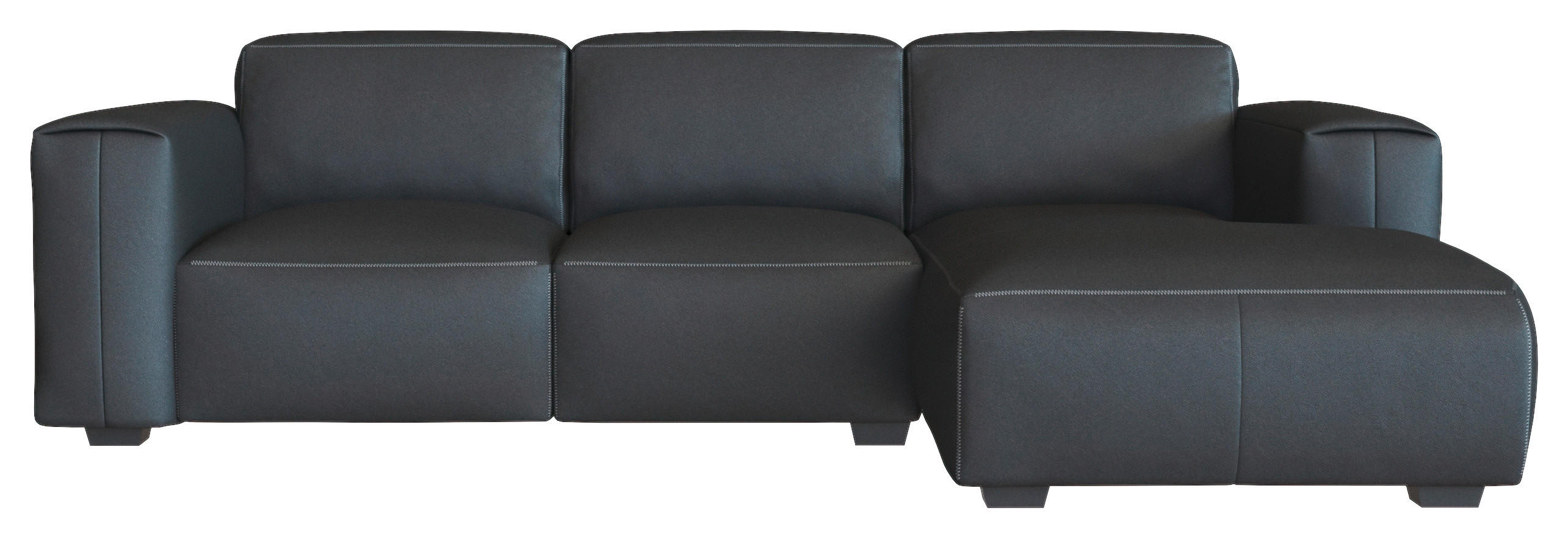 ECKSOFA Schwarz Echtleder - Schwarz, Design, Leder/Holz (251/171cm) - Livetastic