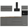 KÜCHENBLOCK 280 cm   in Graphitfarben  - Eichefarben/Schwarz, Trend, Holzwerkstoff/Metall (280cm) - Impuls