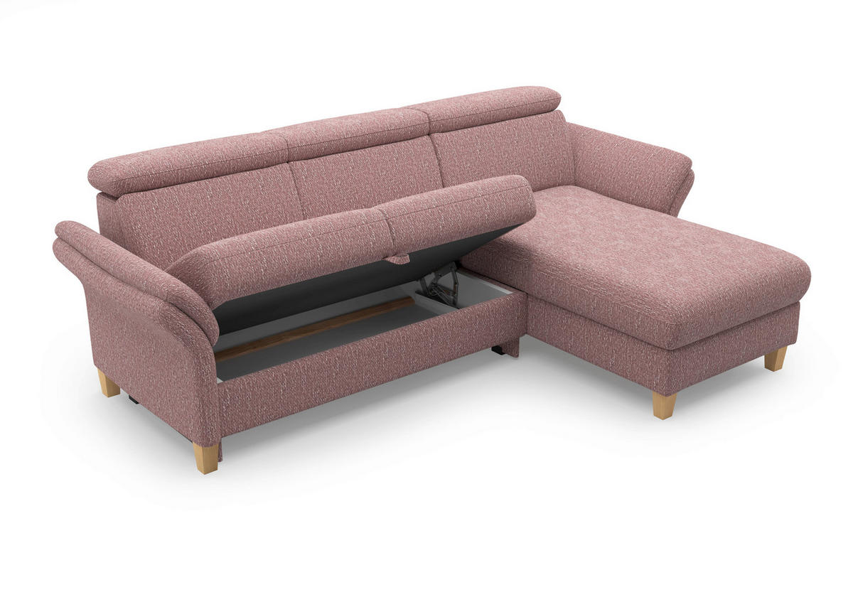 ECKSOFA GLENDALE E Aubergine Chenille  - Eichefarben/Aubergine, KONVENTIONELL, Holz/Textil (253/166cm) - Sit & More