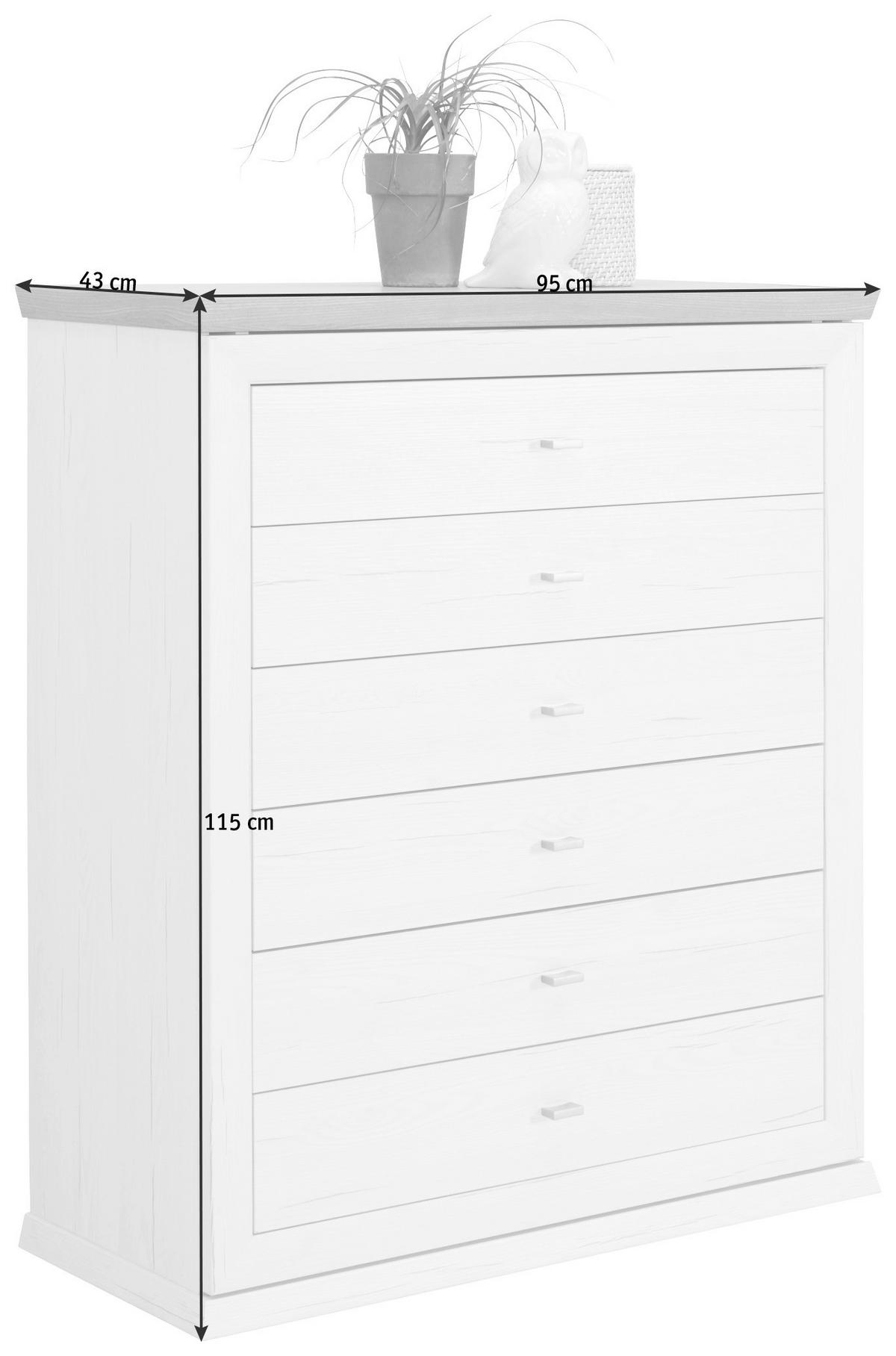 KOMODA, sivá, biela, 95/115/43 cm - sivá/biela, Lifestyle, kov/kompozitné drevo (95/115/43cm) - Hom`in