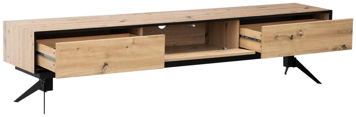 LOWBOARD  200/45,5/40 cm  - Eichefarben/Schwarz, Design, Holzwerkstoff/Metall (200/45,5/40cm) - MID.YOU