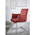 ARMLEHNSTUHL  in Stahl Mikrofaser  - Edelstahlfarben/Rot, Design, Holzwerkstoff/Textil (63/91/60cm) - Dieter Knoll