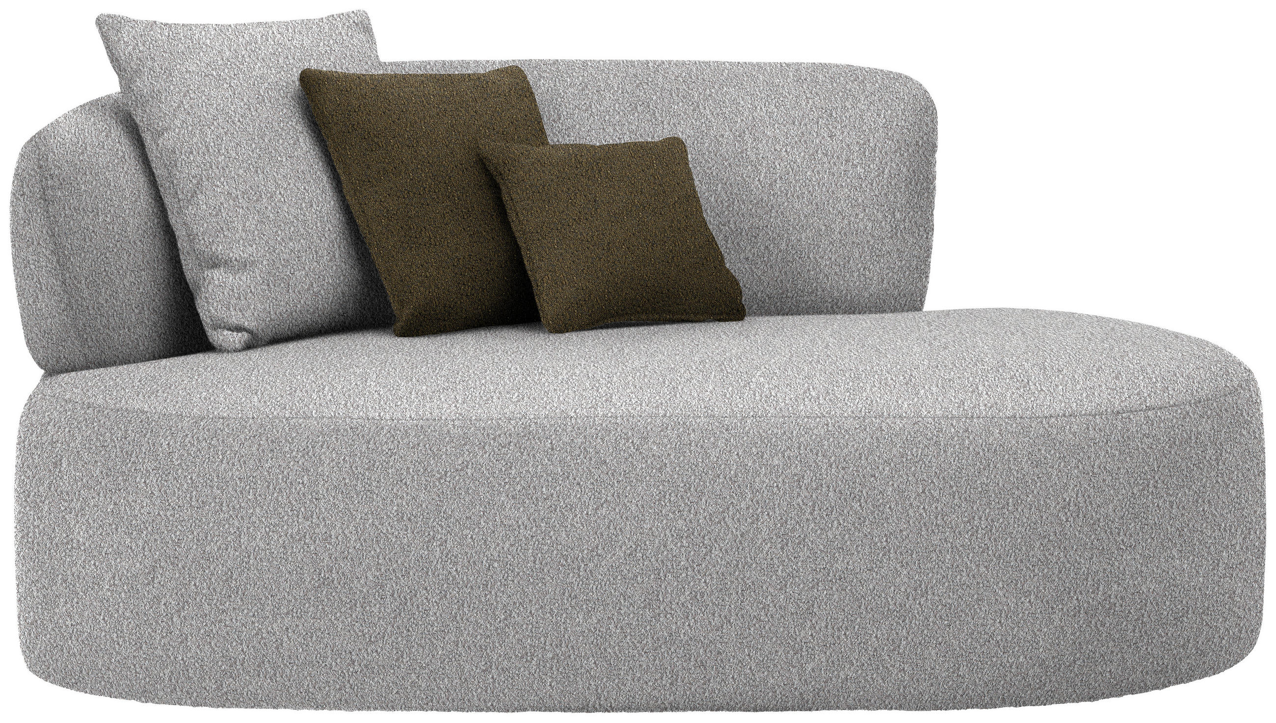 RÉCAMIERE in Bouclé Taupe, Olivgrün  - Taupe/Schwarz, MODERN, Kunststoff/Textil (166/86/105cm) - Hom`in