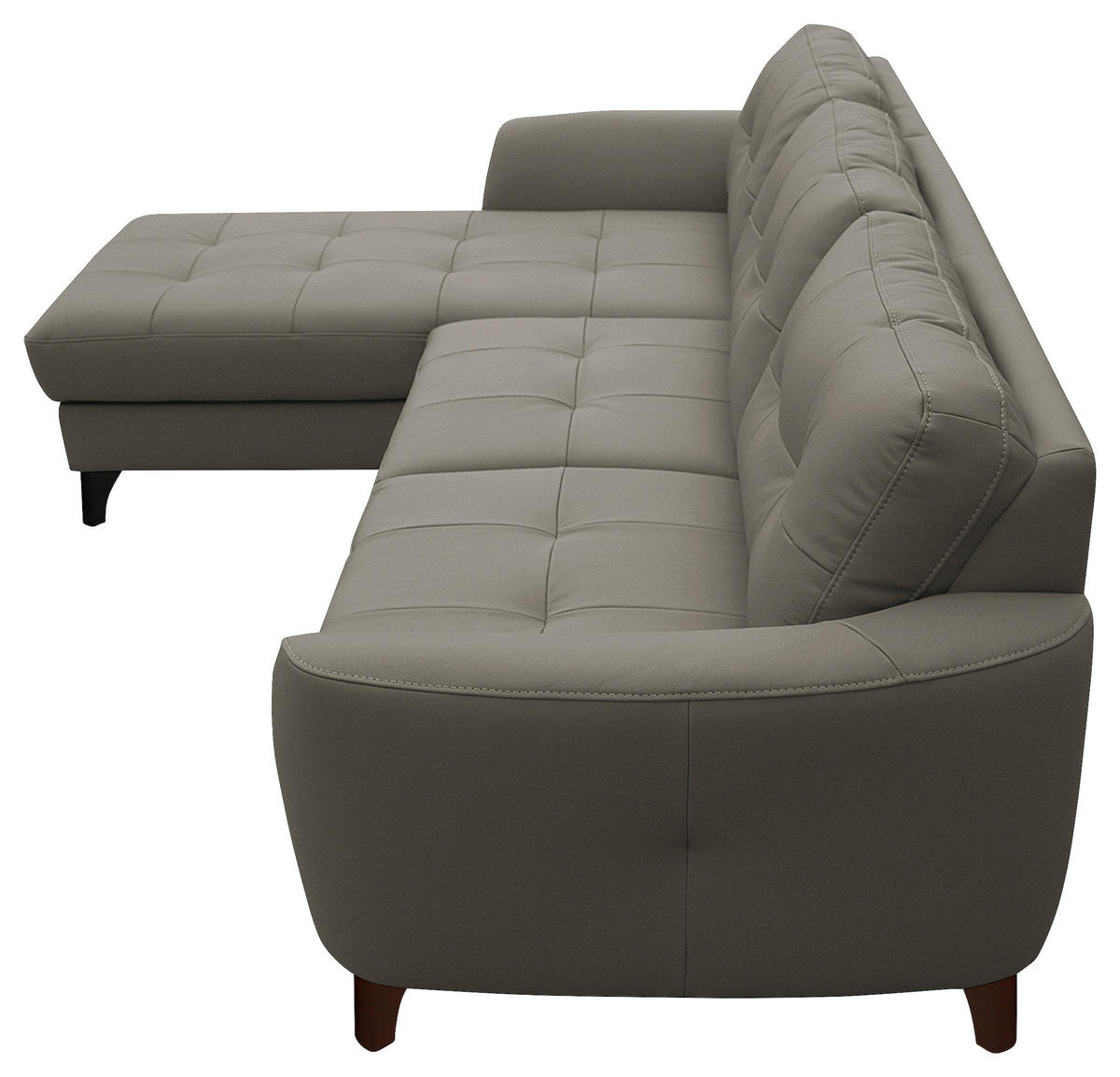 ECKSOFA in Lederlook Echtleder Schlammfarben  - Schlammfarben/Buchefarben, Design, Leder/Holz (238/168cm) - Livetastic