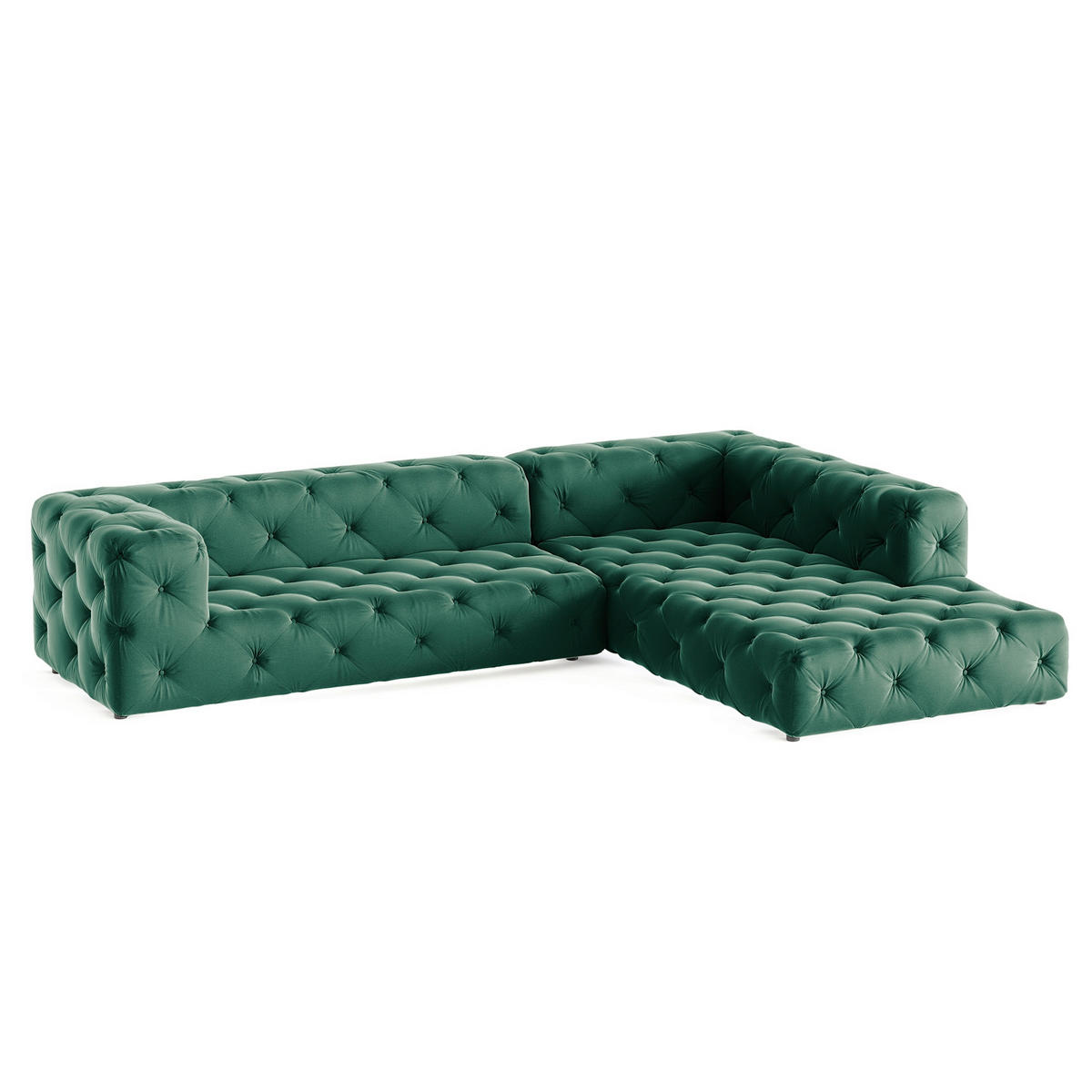 ECKSOFA Fresco in Samt Dunkelgrün  325/228 cm  - Dunkelgrün/Schwarz, Design, Kunststoff/Textil (325/228cm) - P & B