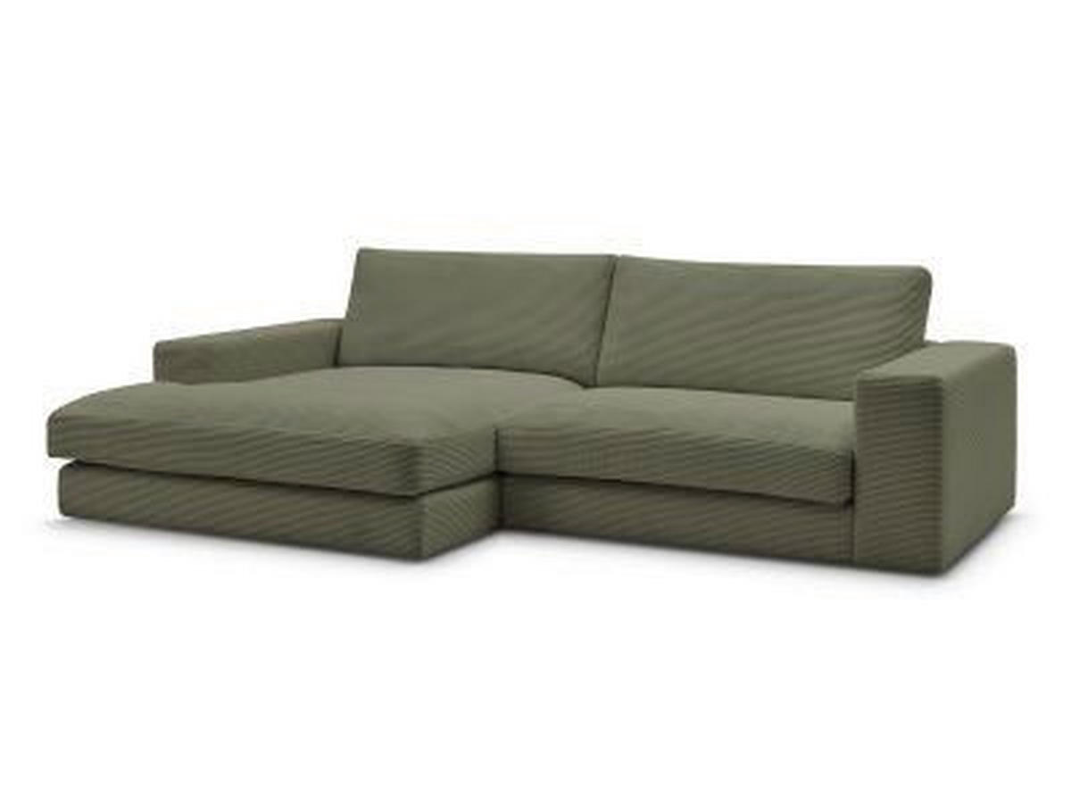 ECKSOFA  LEONARD Hellgrün Cord  - Schwarz/Hellgrün, MODERN, Kunststoff/Textil (159/234cm)