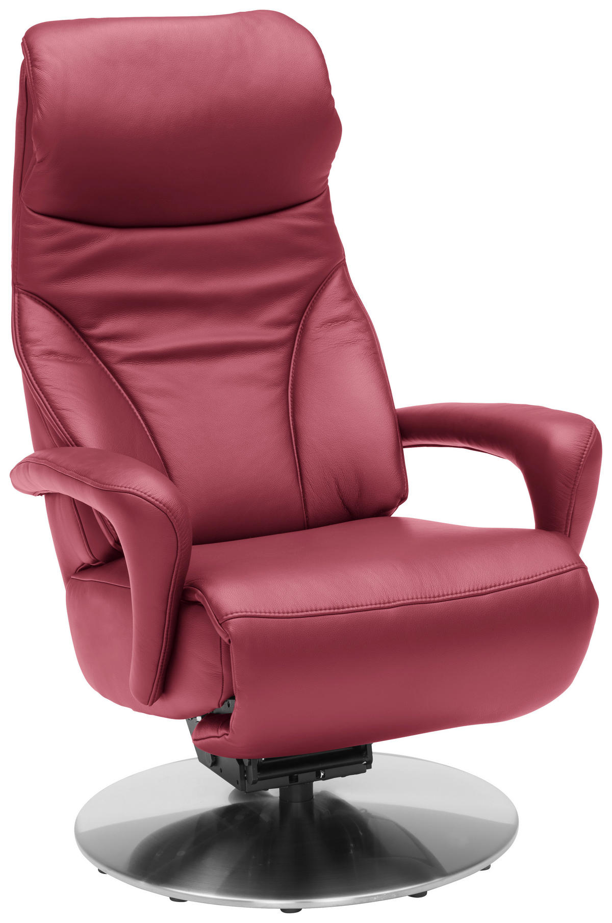 RELAXSESSEL in Leder Bordeaux  - Edelstahlfarben/Bordeaux, Design, Leder/Metall (75/117/88cm) - Dieter Knoll