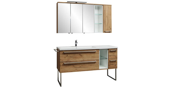 BADEZIMMER - Eichefarben/Weiß, Basics, Glas/Holzwerkstoff (145cm) - Dieter Knoll