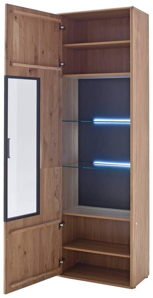 VITRINE in furniert, massiv Asteiche Eichefarben - Eichefarben/Schwarz, Design, Glas/Holz (64/207/37cm) - Livetastic