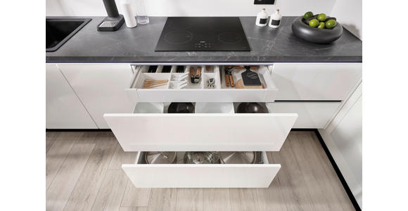 EINBAUKÜCHE   - Weiß Hochglanz/Weiß, Design, Holzwerkstoff - Xora