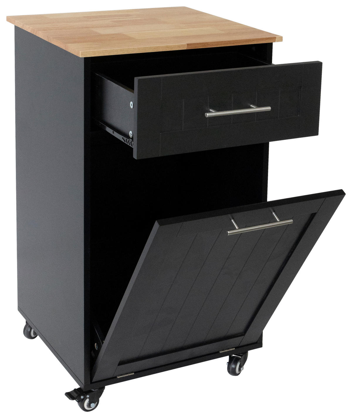 SERVIERWAGEN in Schwarz  - Silberfarben/Schwarz, Basics, Holz/Holzwerkstoff (50/90/46cm) - MID.YOU