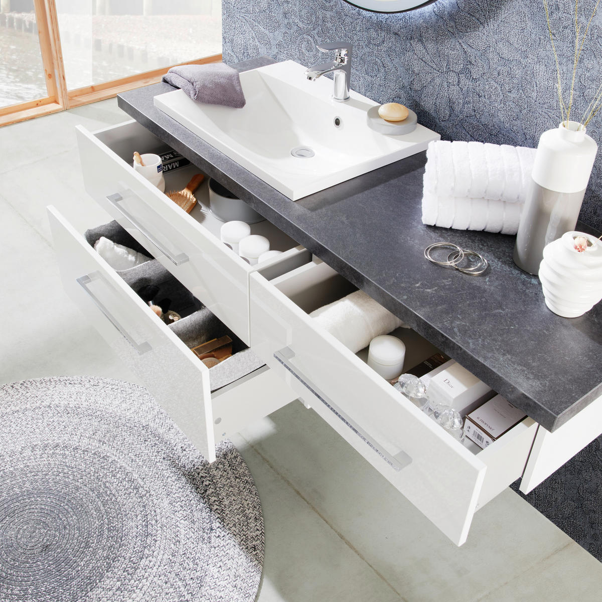 WASCHBECKEN 60/14,2/46 cm  - Weiß, Basics, Stein (60/14,2/46cm) - Voleo