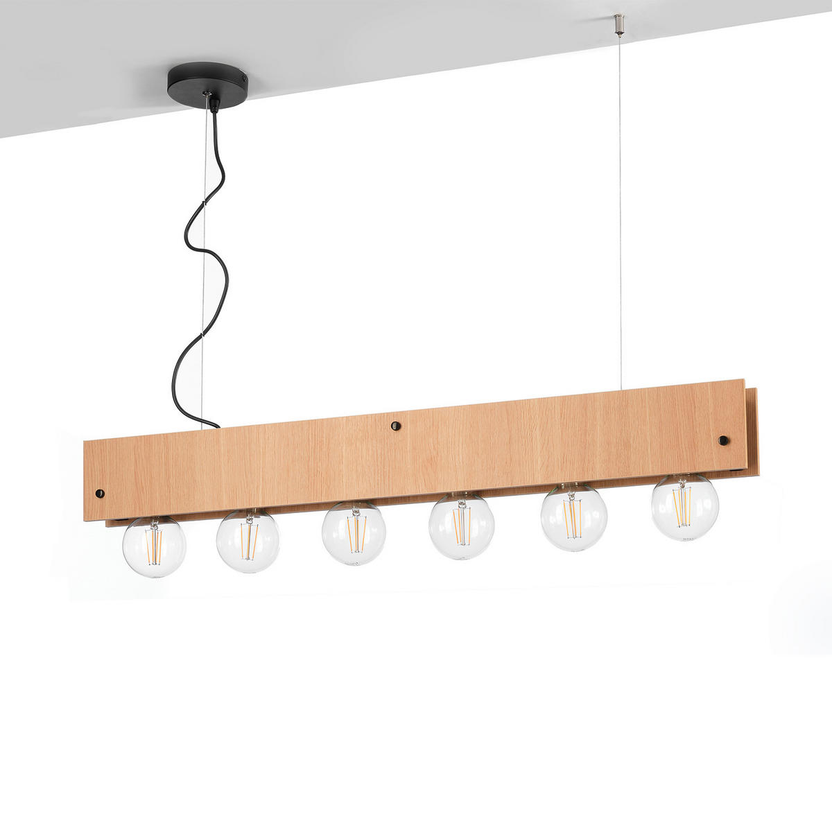 HÄNGELEUCHTE 100/9/150 cm   - Eichefarben/Schwarz, Natur, Metall (100/9/150cm)