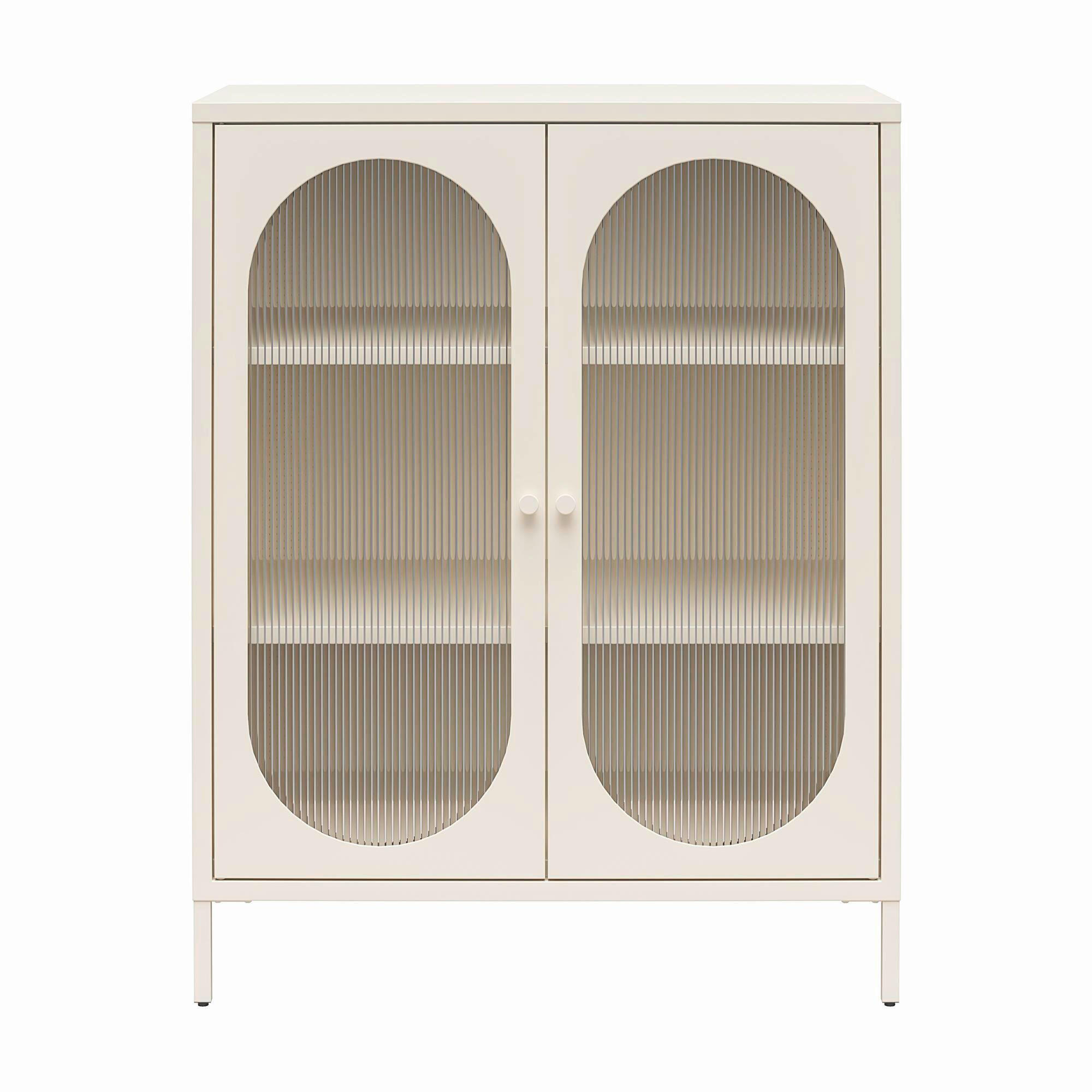HIGHBOARD Luna 80/102/40 cm  - Creme, Design, Glas/Metall (80/102/40cm) - MID.YOU