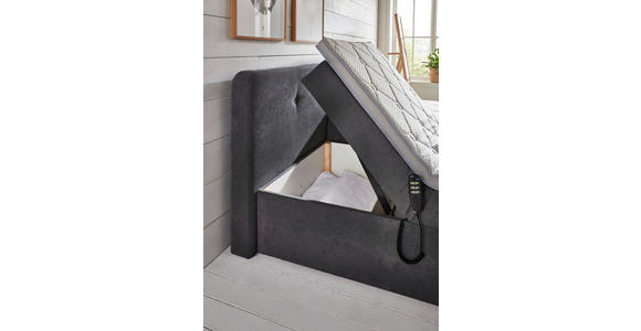 BOXSPRINGBETT 180/200 cm  in Grau  - Schwarz/Grau, KONVENTIONELL, Kunststoff/Textil (180/200cm) - Carryhome