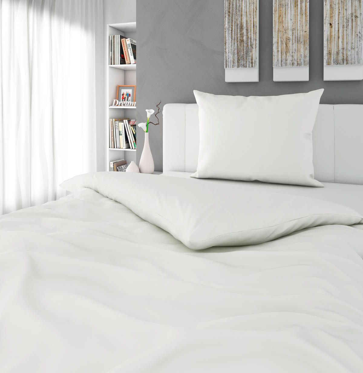 POSTELJNINA SAORI 140/200 cm saten ekru  - ekru, Basics, tekstil (140/200cm) - Novel