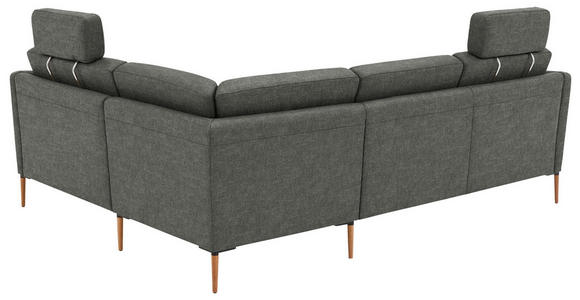 ECKSOFA  in Flachgewebe Grau  238/186 cm  - Eichefarben/Grau, Design, Holz/Textil (238/186cm) - Valnatura