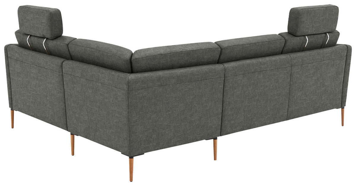 ECKSOFA  in Flachgewebe Grau  238/186 cm  - Eichefarben/Grau, Design, Holz/Textil (238/186cm) - Valnatura