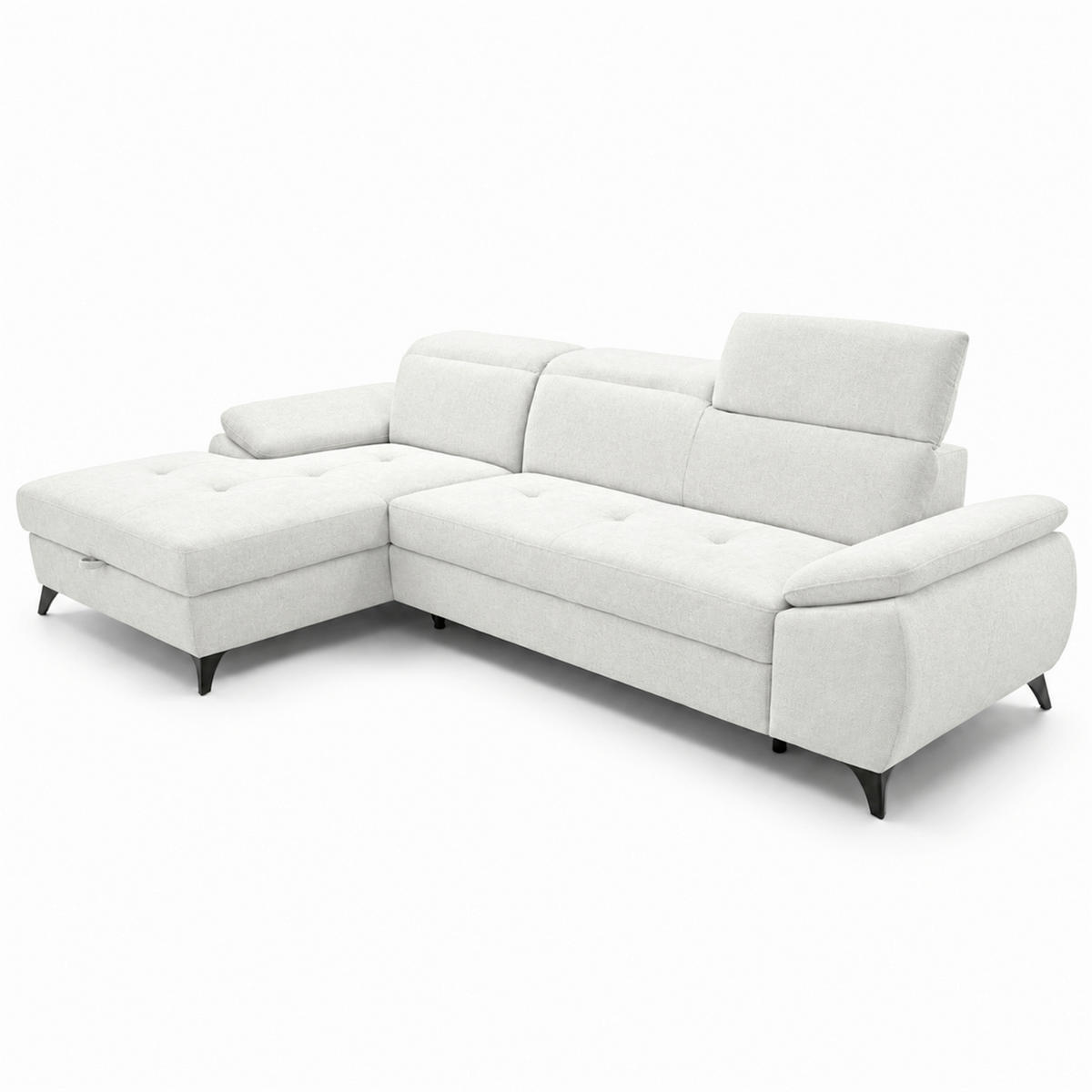 ECKSOFA  Struktur Creme, Weiss  - Weiss/Creme, Basics, Holz/Holzwerkstoff (281/166cm) - MID.YOU