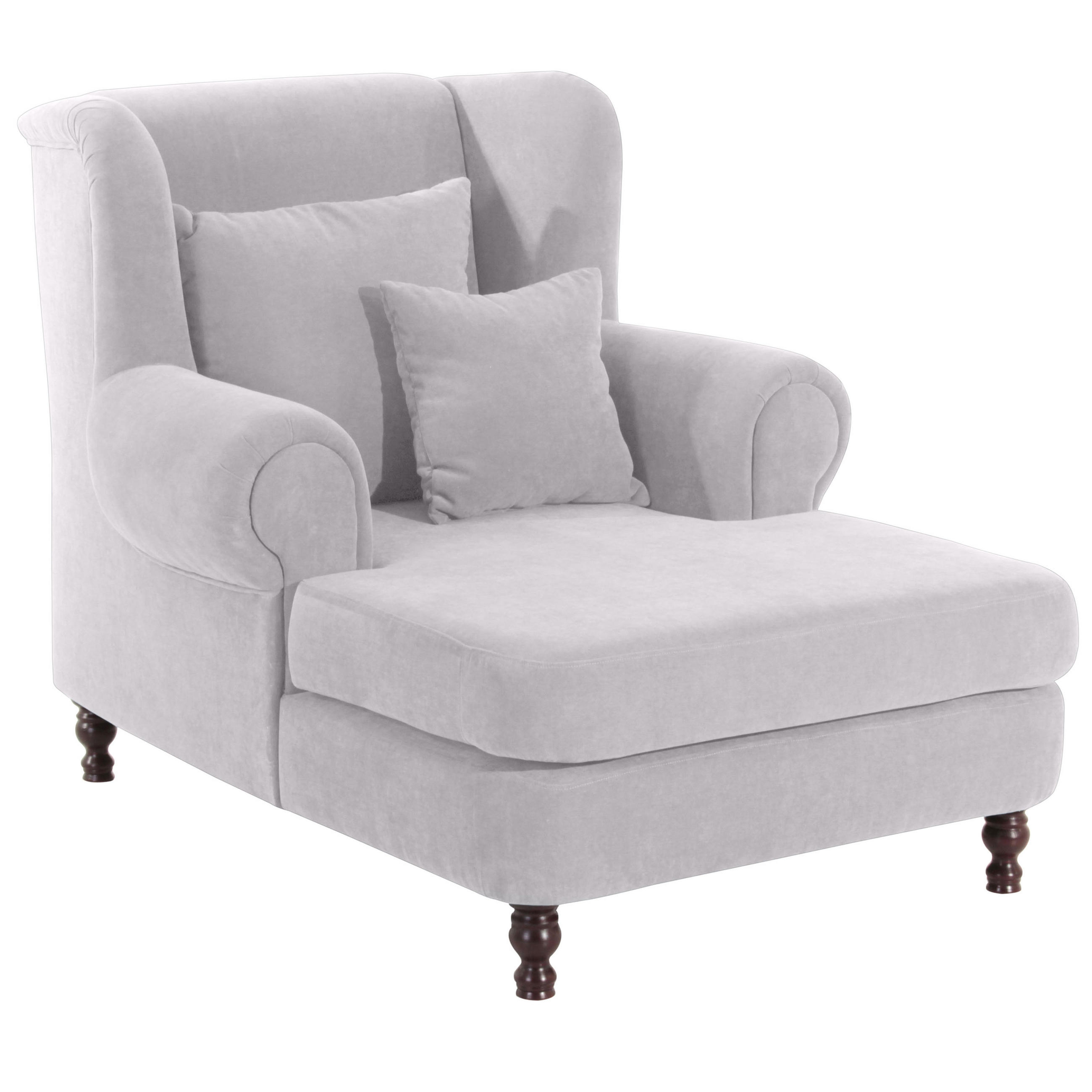 XXL-SESSEL Velours Silberfarben    - Silberfarben/Nussbaumfarben, Design, Holz/Textil (103/103/149cm) - Max Winzer