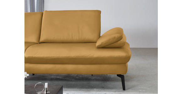 ECKSOFA in Echtleder Gelb 157/325 cm - Gelb/Schwarz, Design, Leder/Metall (157/325cm) - Dieter Knoll