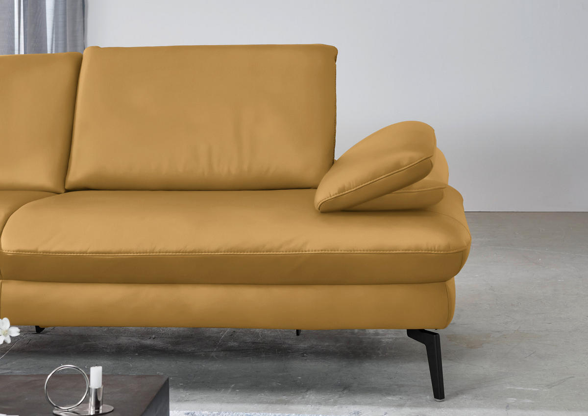 ECKSOFA in Echtleder Gelb  157/325 cm  - Gelb/Schwarz, Design, Leder/Metall (157/325cm) - Dieter Knoll